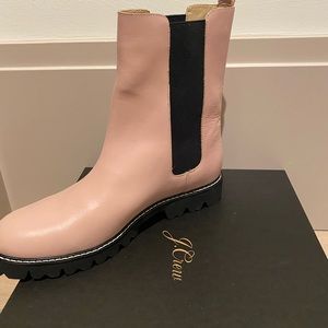 J. CREW GWEN LUG-SOLE HIGH-SHAFT CHELSEA BOOTS IN LEATHER in Dark Beechwood 12